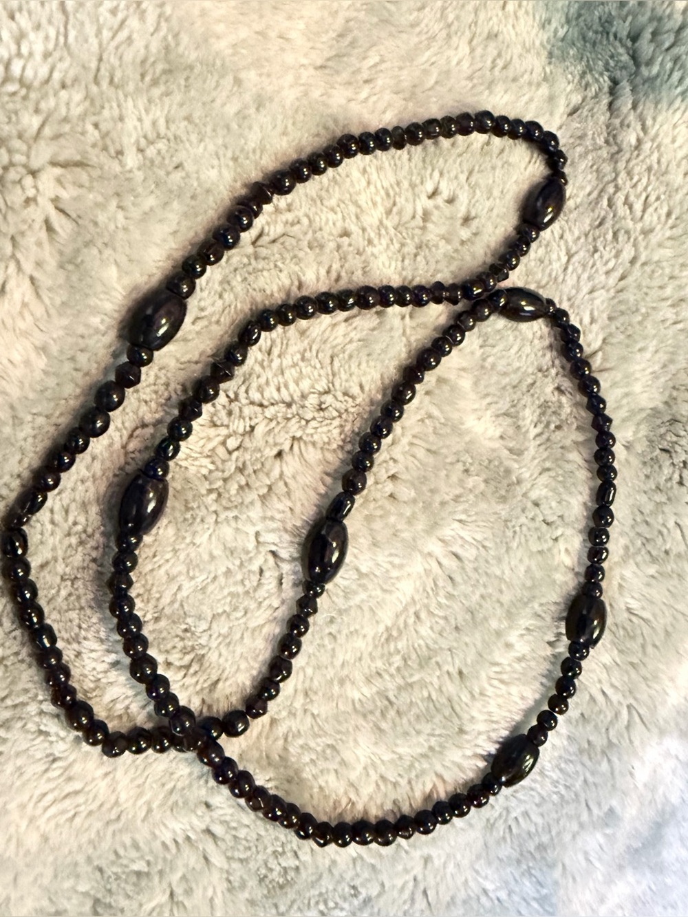 RARE  BLACK CORAL bead Necklace Vintage No Clasp